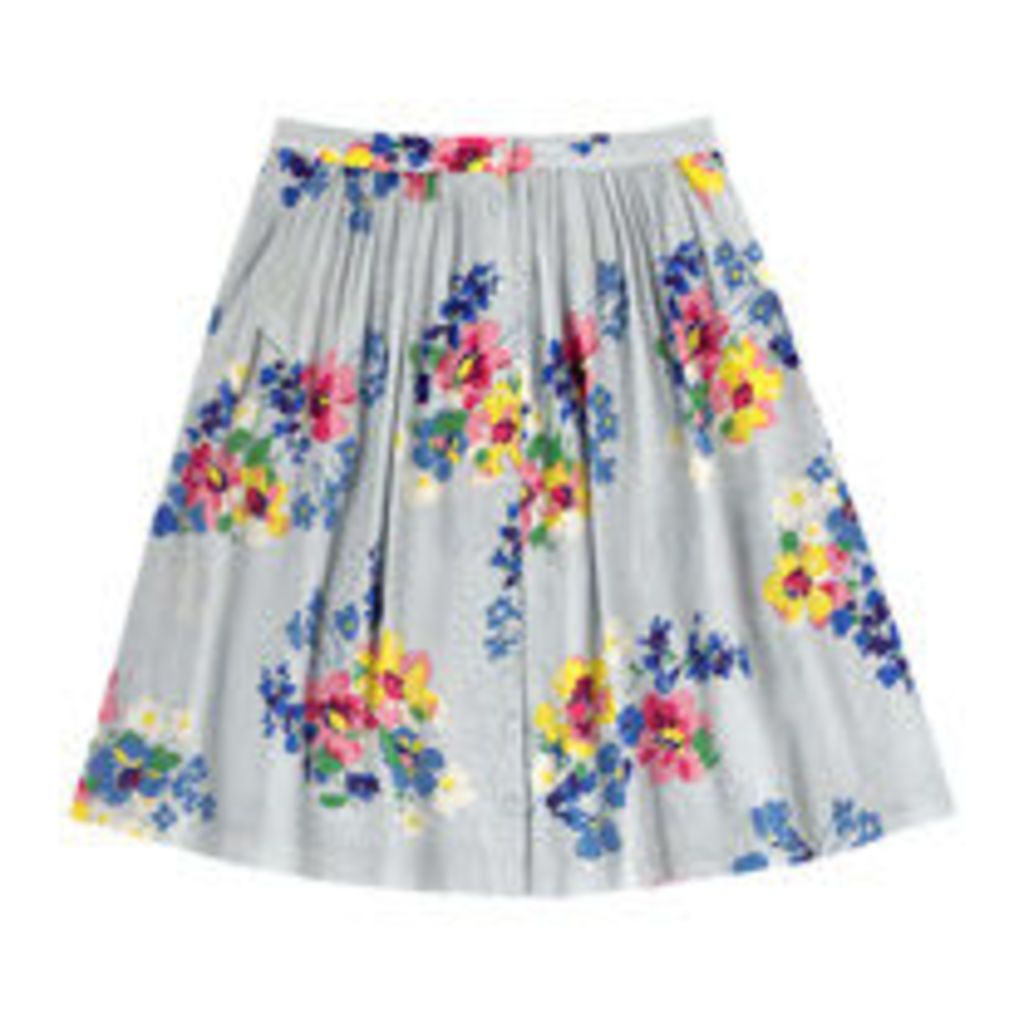 Painted Posy Button Front Skirt