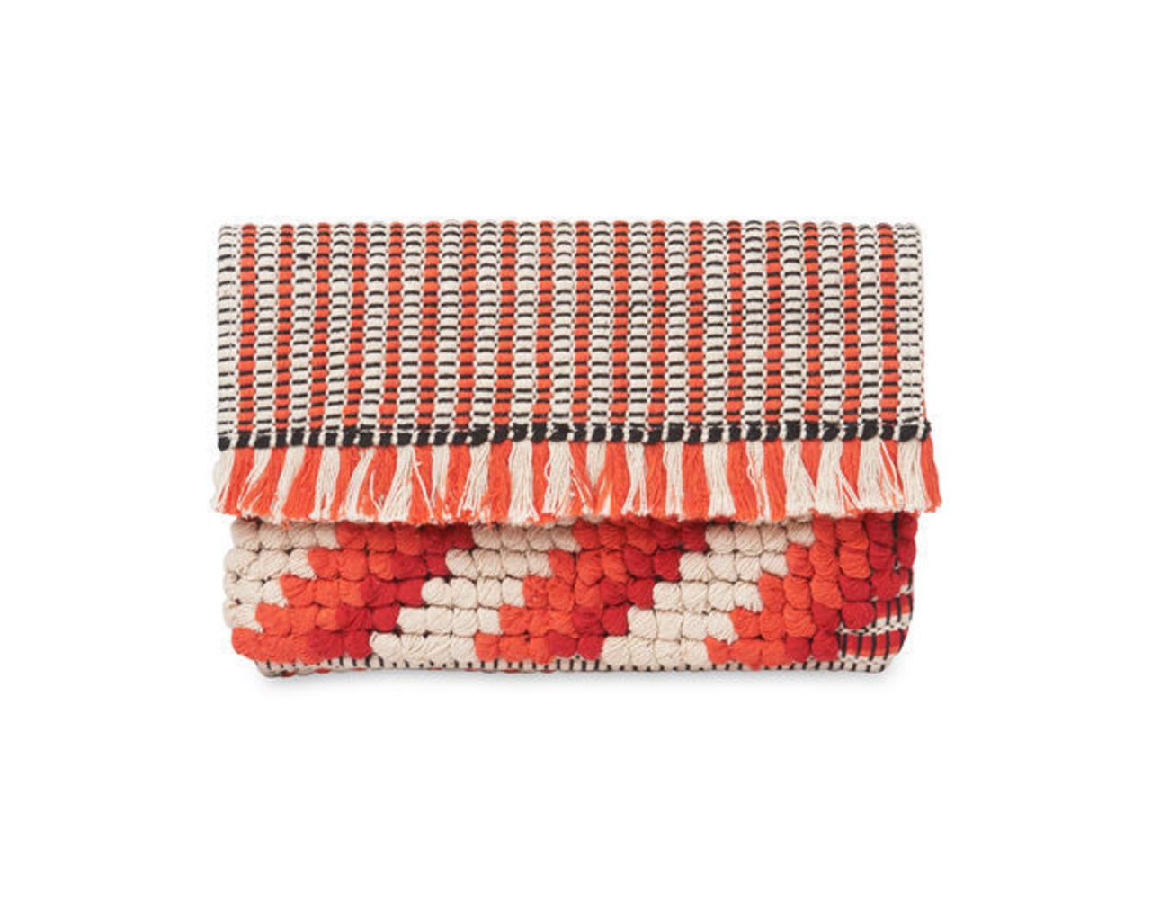 Woven Fringed Clutch