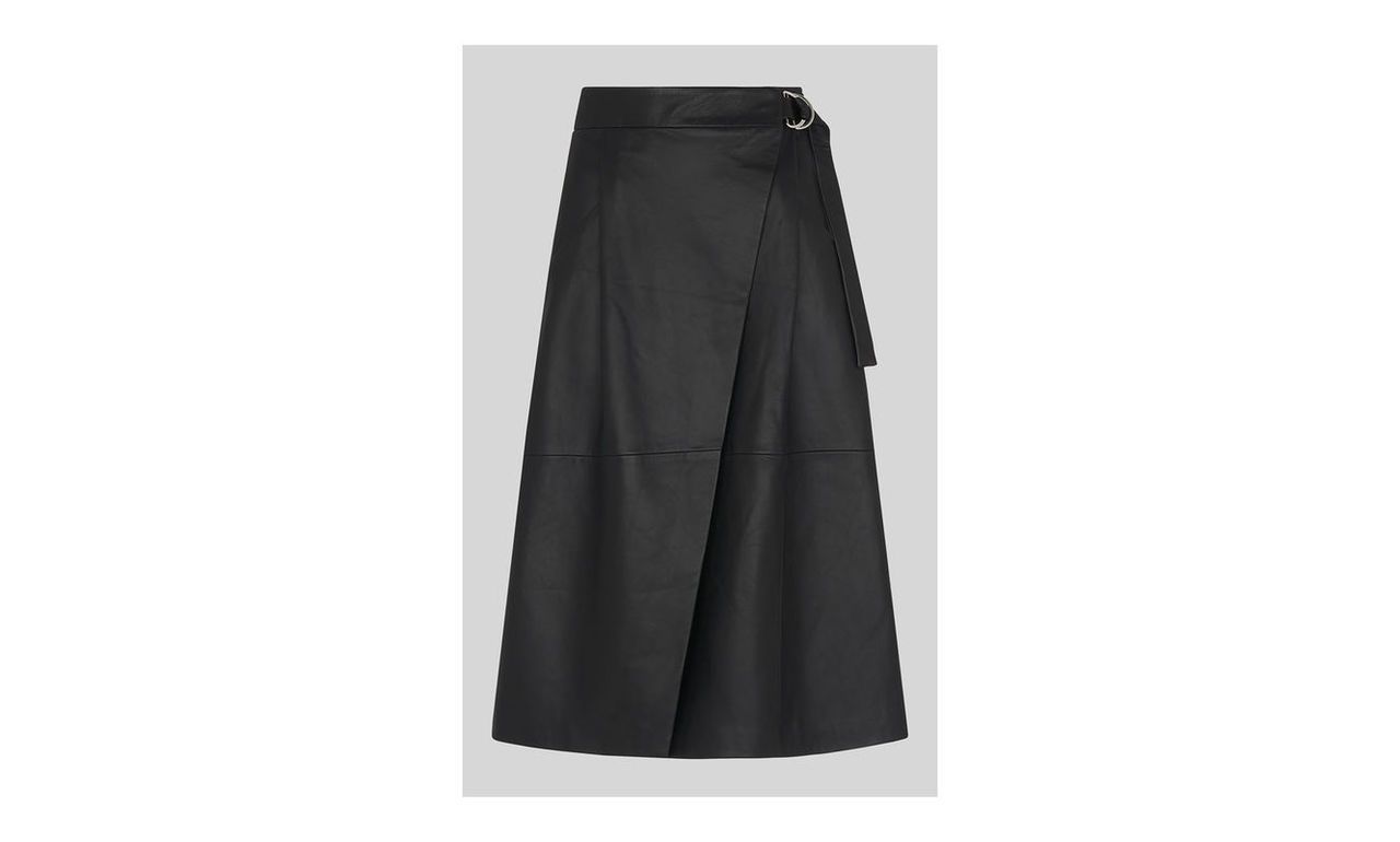 Leather Wrap Midi Skirt