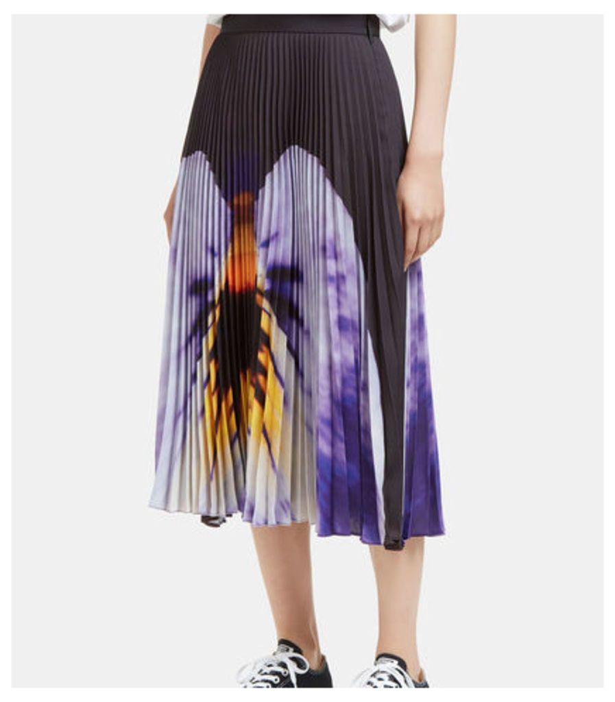 Pansy Print Pleated Skirt
