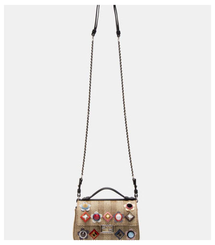 Micro Baguette Studded Double-Sided Straw Bag