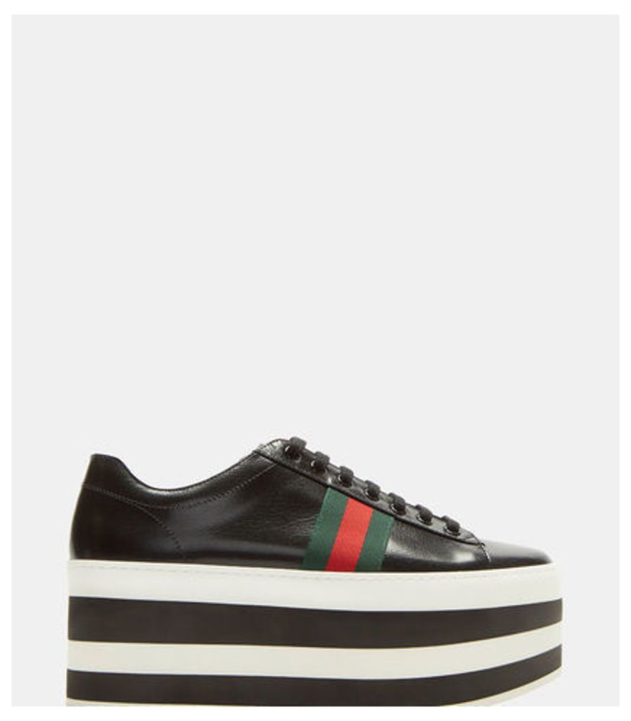 Striped Platform Leather Sneakers