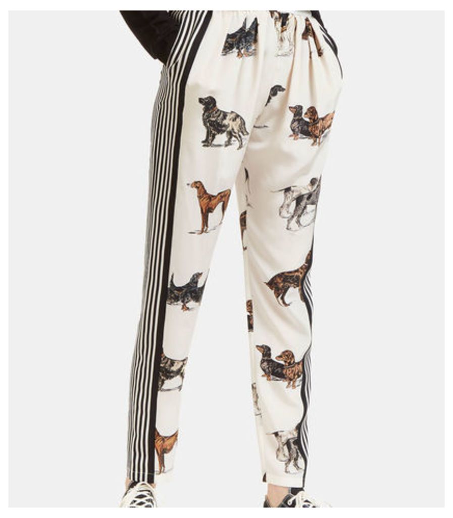 Dog Print Silk Trousers