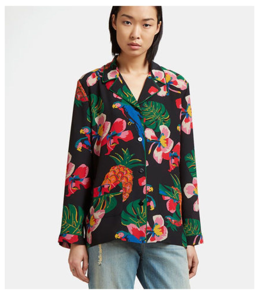 Tropical Print Silk Pyjama Shirt