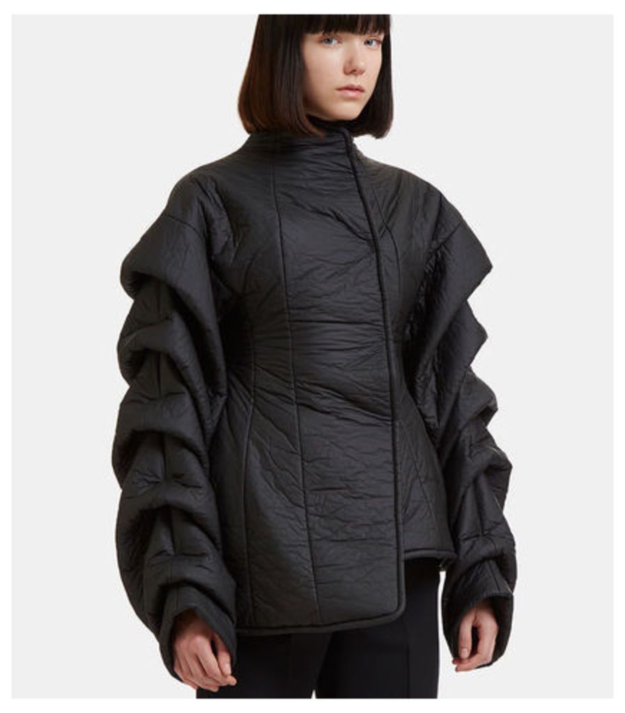 Ruched Sleeves Asymmetric Puffer Jacket
