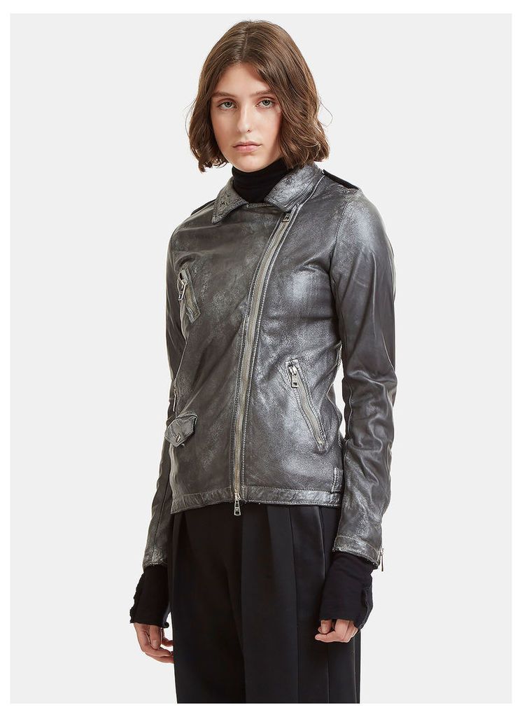 Giorgio Brato Perfecto Leather Jacket in Silver size IT - 40