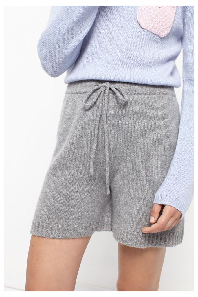 Grey Drawstring Cashmere Shorts