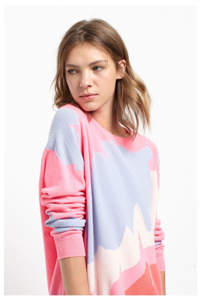 Palm Leaf Pink Cashmere Sweater
