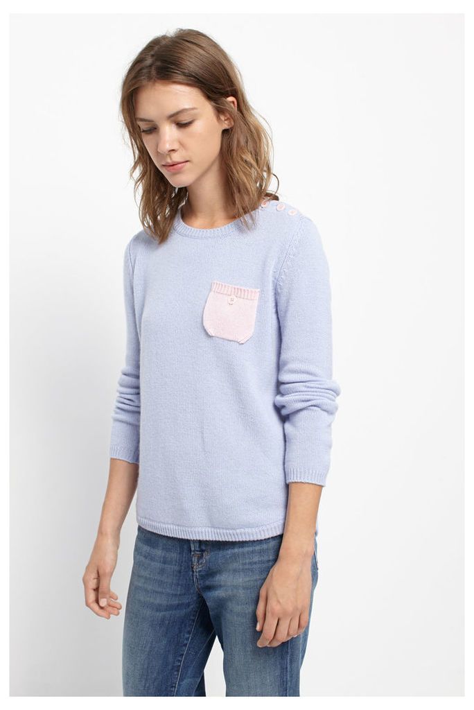 Blue Cashmere One Pocket Sweater