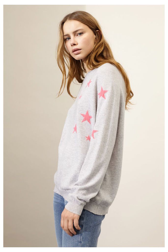 Grey Cashmere Slouchy Star Sweater