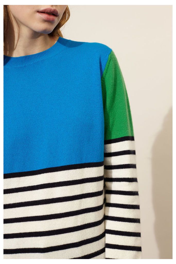 Blue Block Stripe Cashmere Sweater