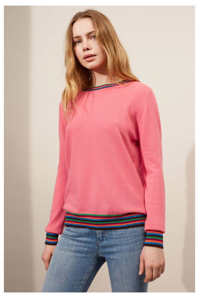Pink Stripe Cuff Cashmere Sweater