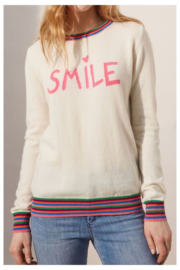 EXCLUSIVE Cream Smile Cashmere Sweater