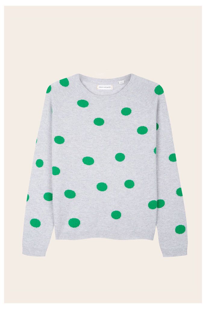 EXCLUSIVE Silver Marl Polka-Dots Cashmere Sweater