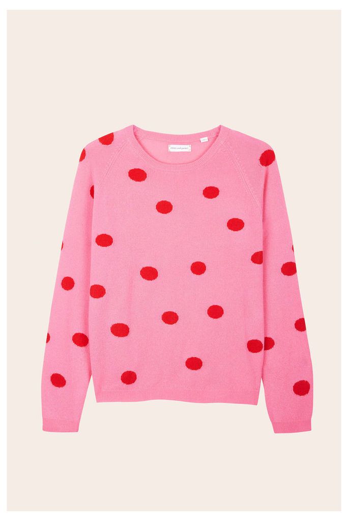 EXCLUSIVE Pink Polka-Dots Cashmere Sweater