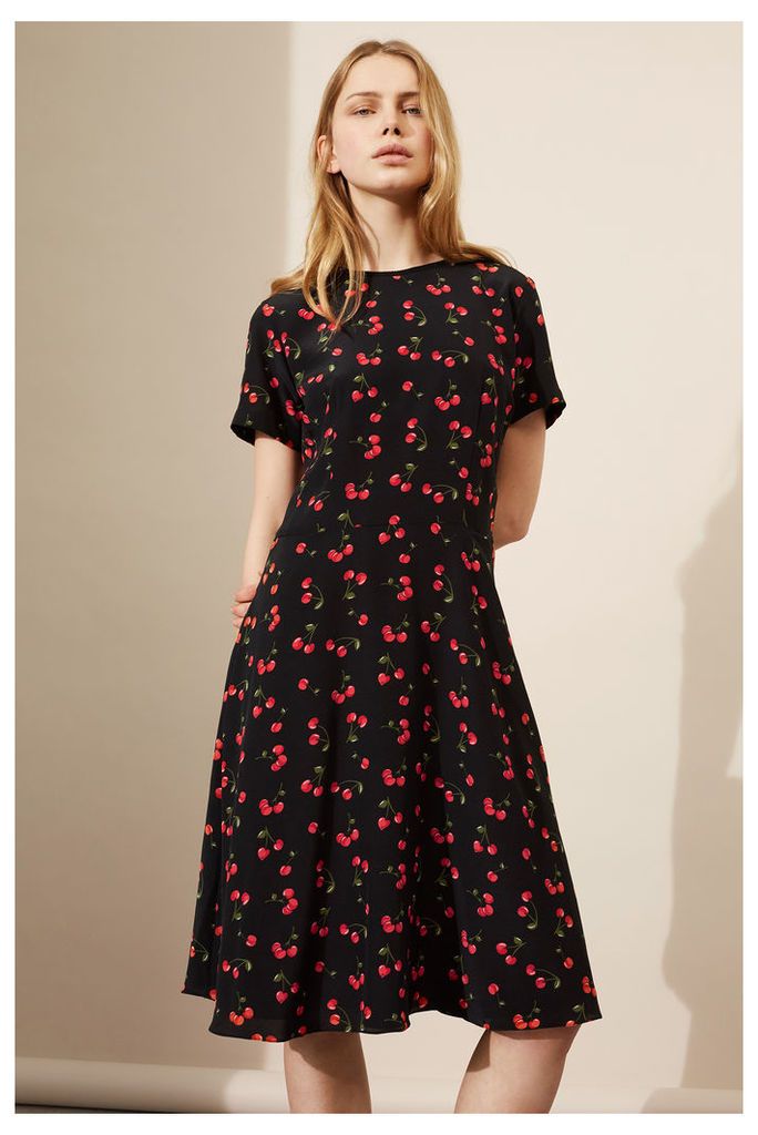 Black Cherry Silk Flare Dress