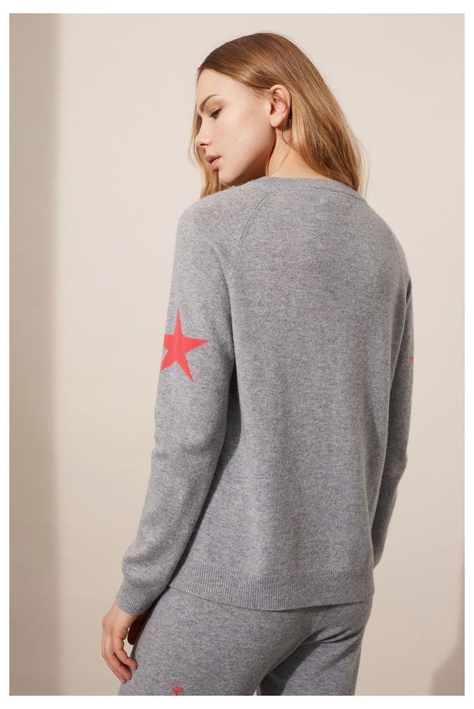 EXCLUSIVE Grey Star Sleeve Sweater