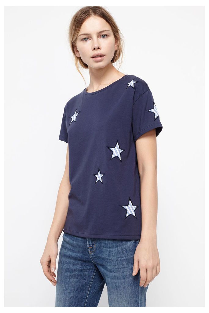 Navy Cotton Applique Star T-Shirt