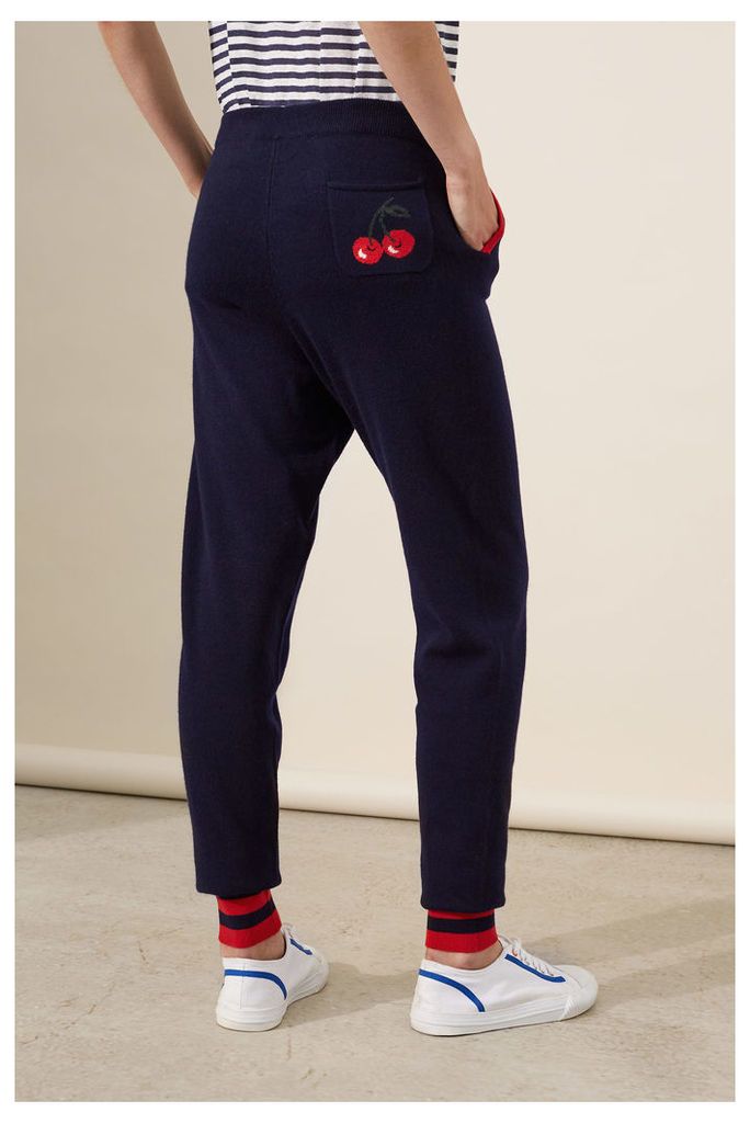 NEW Navy Cherry Cashmere Track Pants