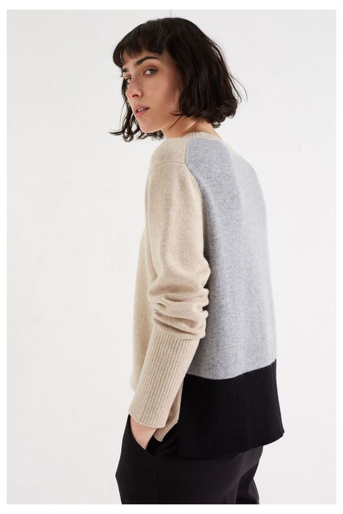Oatmeal Ribbed Back Cashmere Sweater