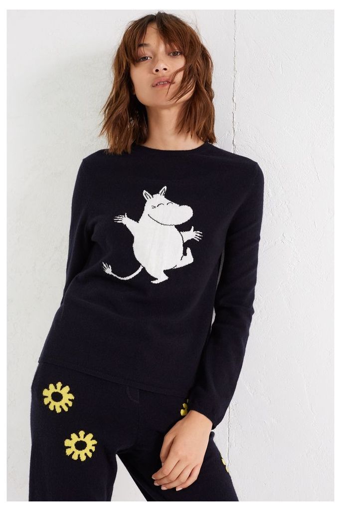 Navy Dancing Moomin Cashmere Sweater