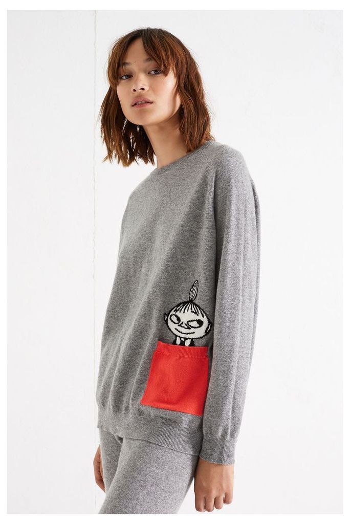 Grey Little My Peek Pocket Cashmere Sweater