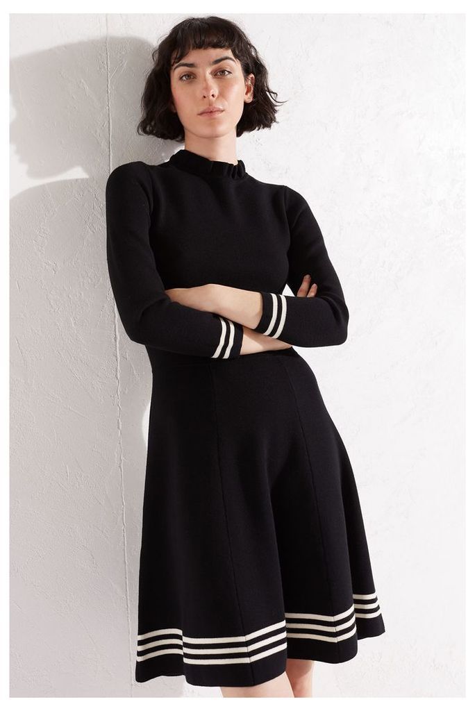 Black Milano Knit Fit and Flare Dress