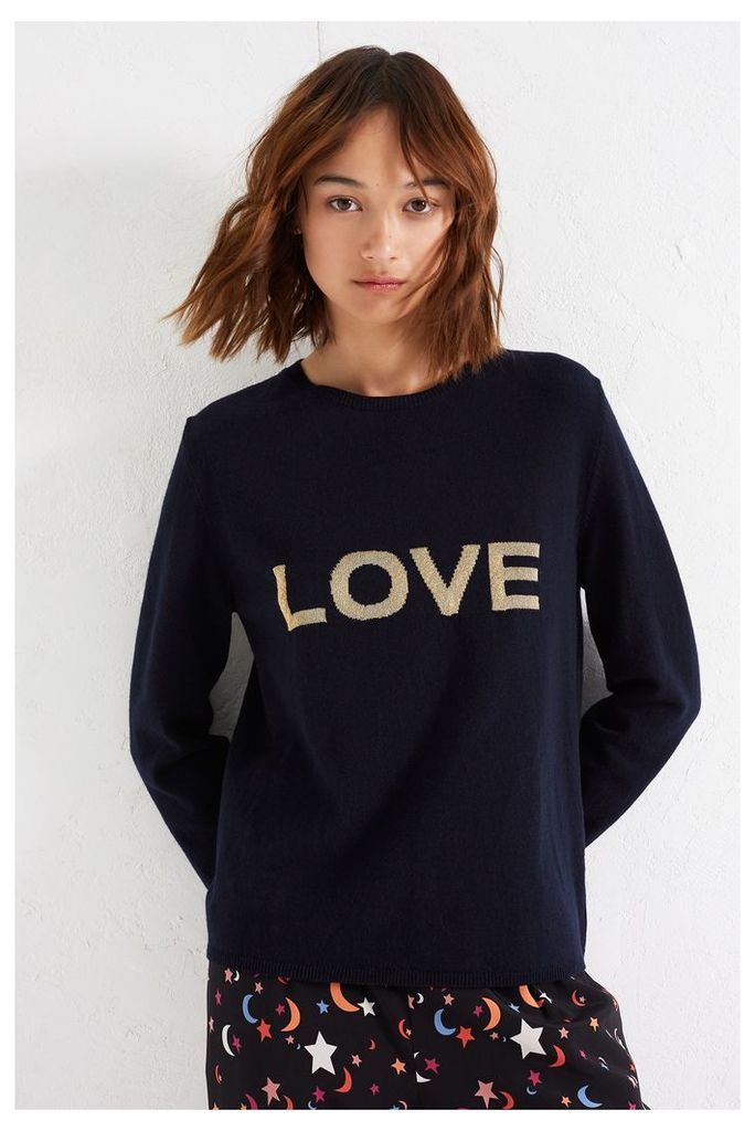 Navy Lurex Love Cashmere Blend Sweater