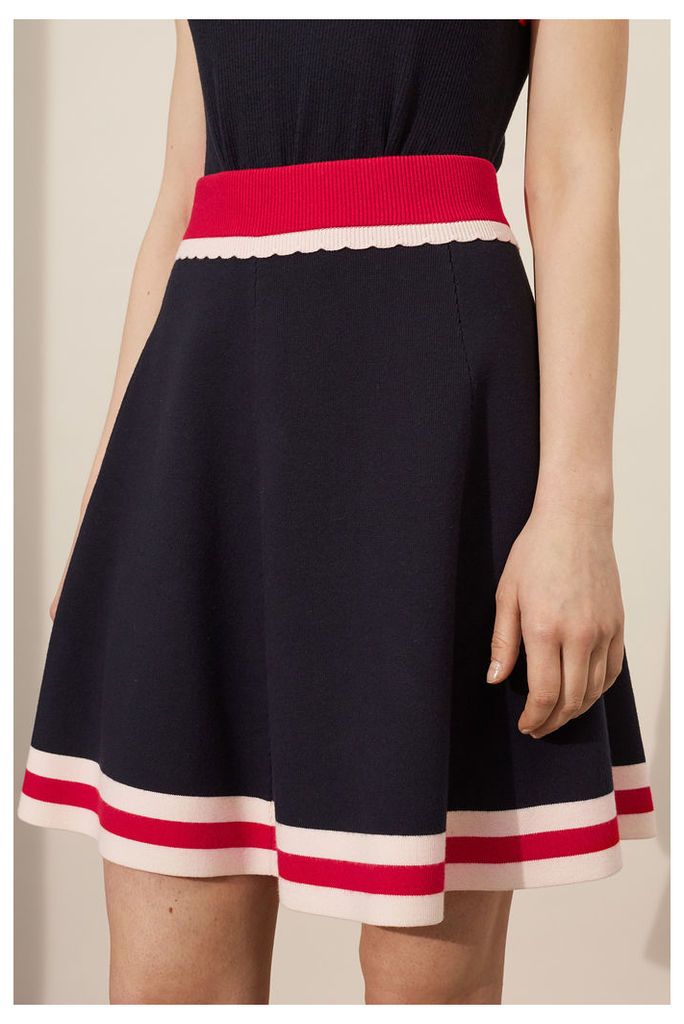 Navy Scalloped Skirt
