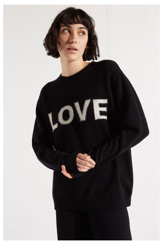 Black Mohair Love Cashmere Blend Sweater
