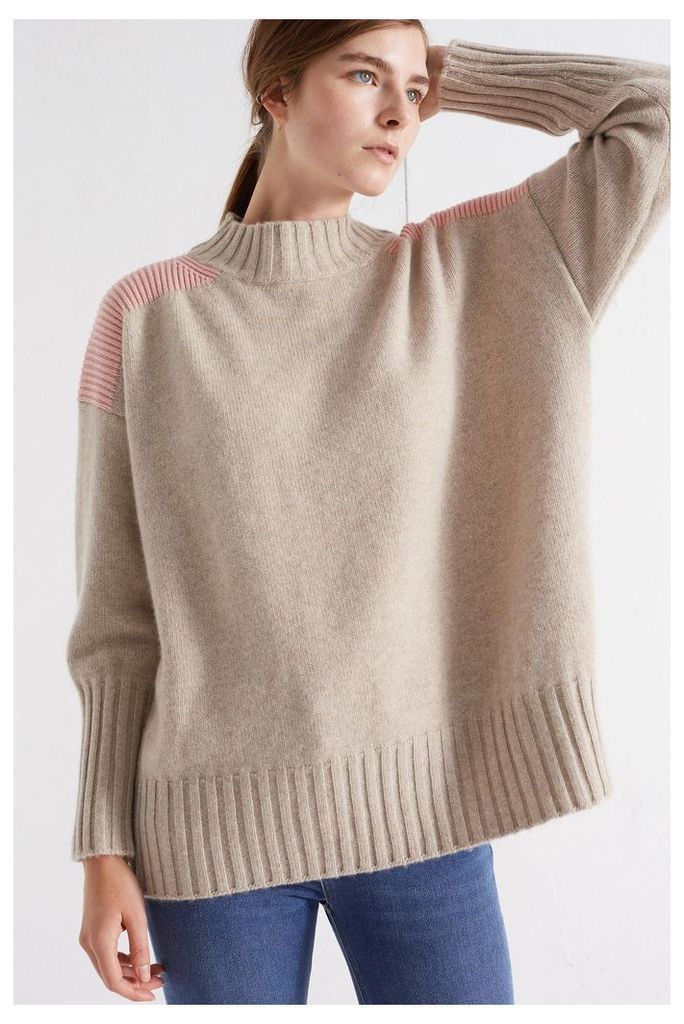 Oatmeal Ribbed Oversized Cashmere Sweater