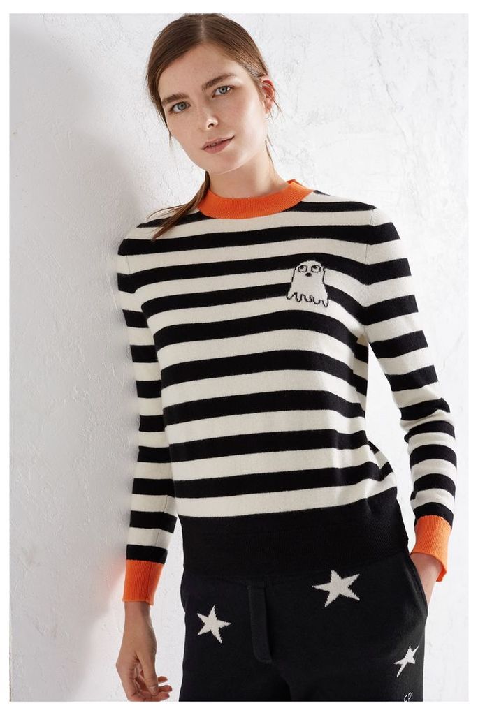 EXCLUSIVE Black Striped Ghost Cashmere Blend Sweater