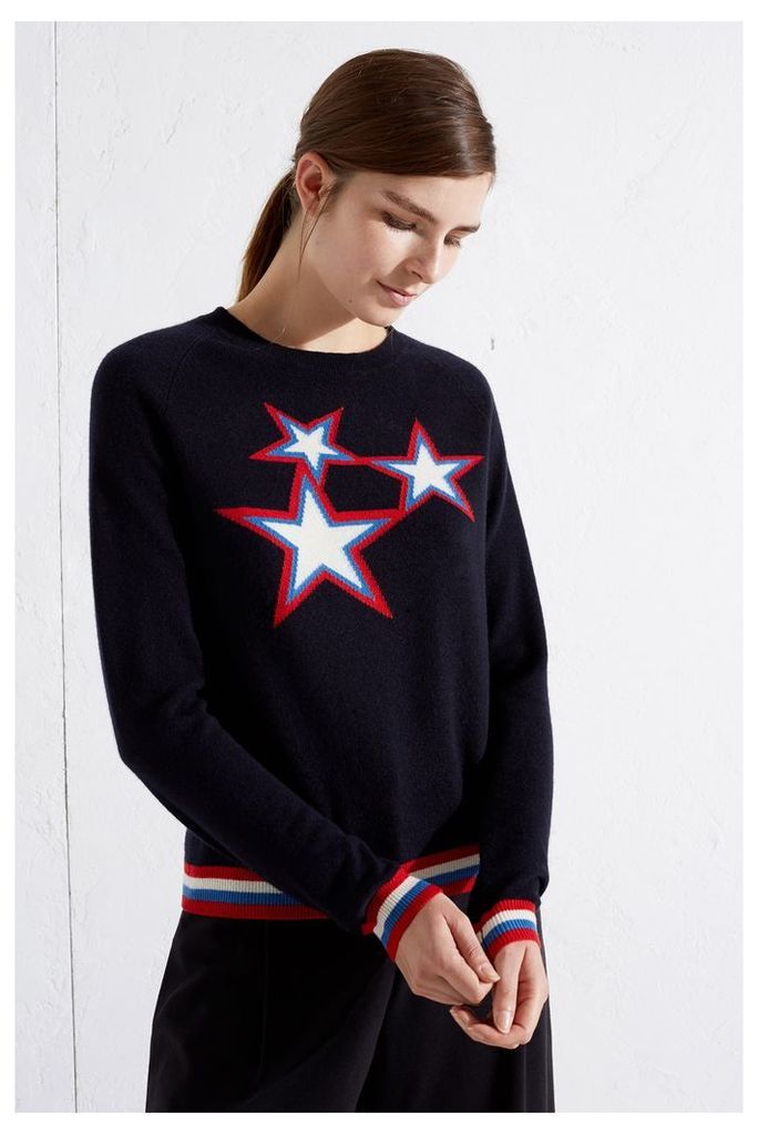 NEW Navy Triple Star Cashmere Sweater