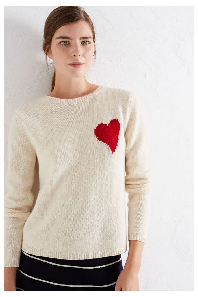 Cream Confetti Heart Sweater