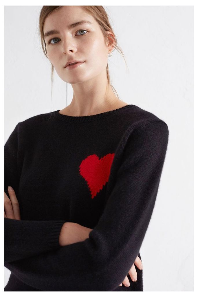 Black Confetti Heart Sweater