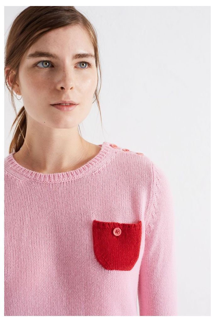 Pink One Pocket Cashmere Sweater