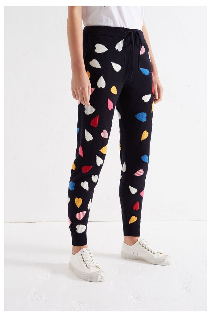 Navy Confetti All-Over Heart Cashmere Track Pants