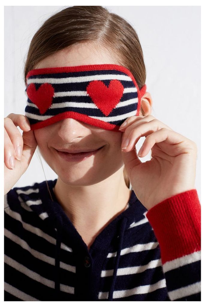 Navy Heart Breton Cashmere Eye Mask