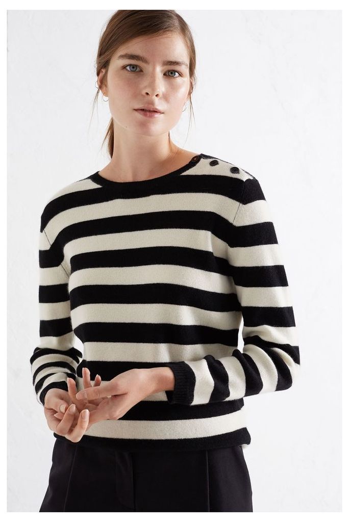 Black and Cream Stripe Cashmere Sweater