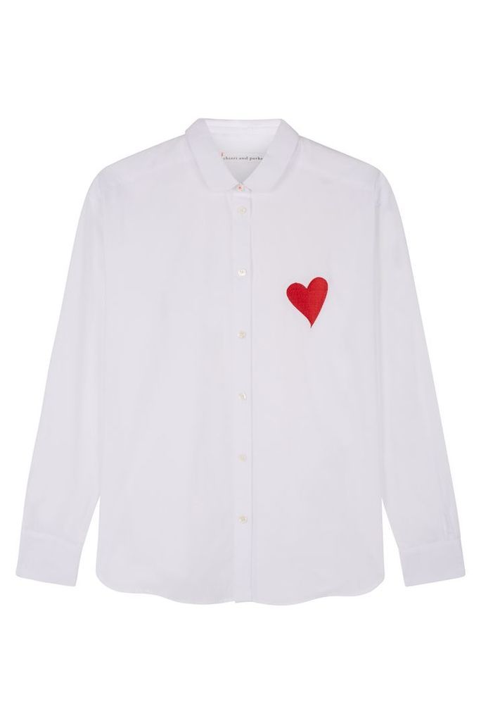 NEW White Embroidered Confetti Heart Shirt