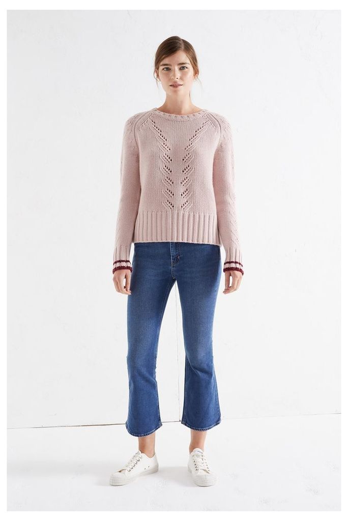 NEW Pink Lace Knit Cashmere Sweater