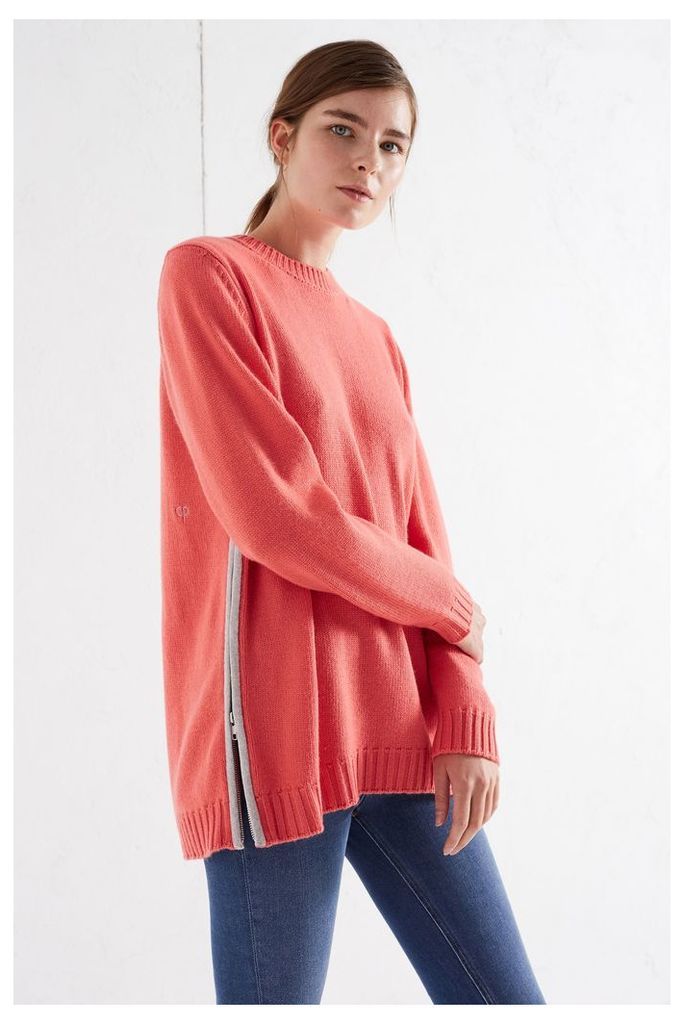 NEW Pink Zip Side Cashmere Sweater