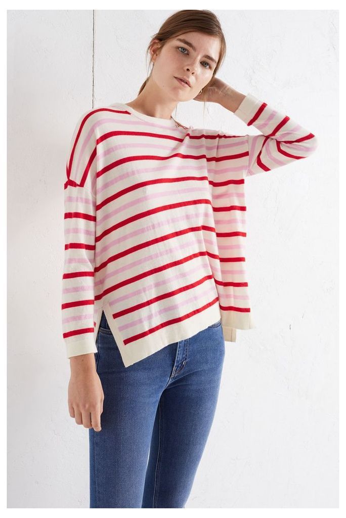 NEW Slouchy Knitted Stripe Cashmere Sweater