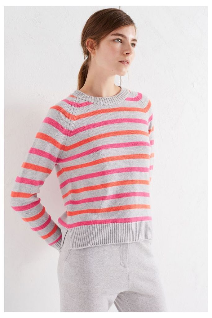 NEW Grey Multi Breton Cashmere Sweater