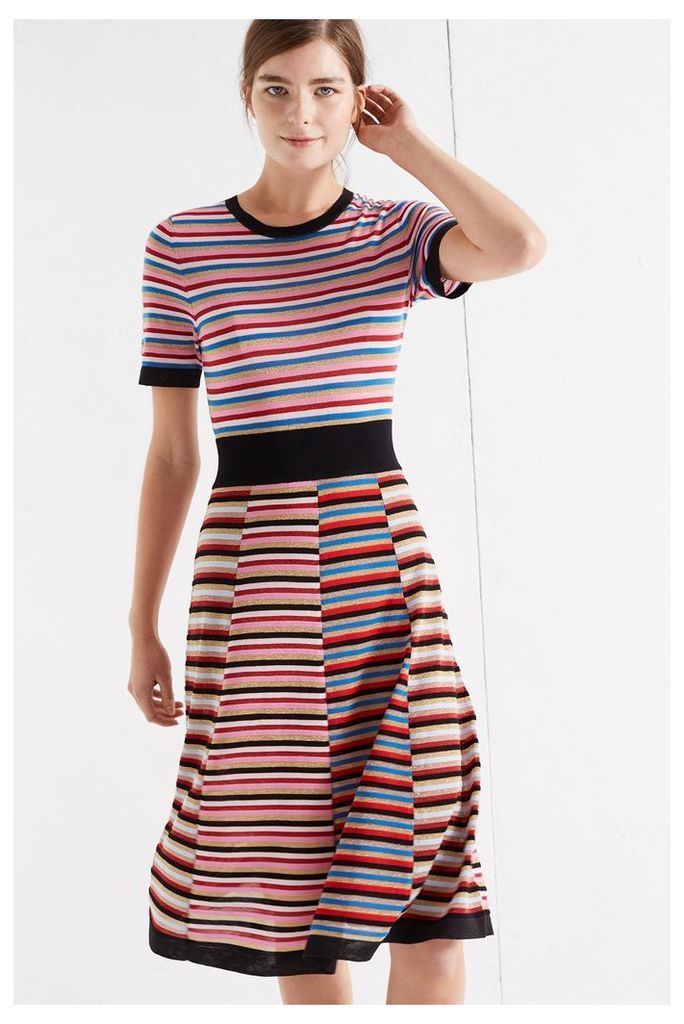 NEW Multicolour Lurex Stripe Merino Dress
