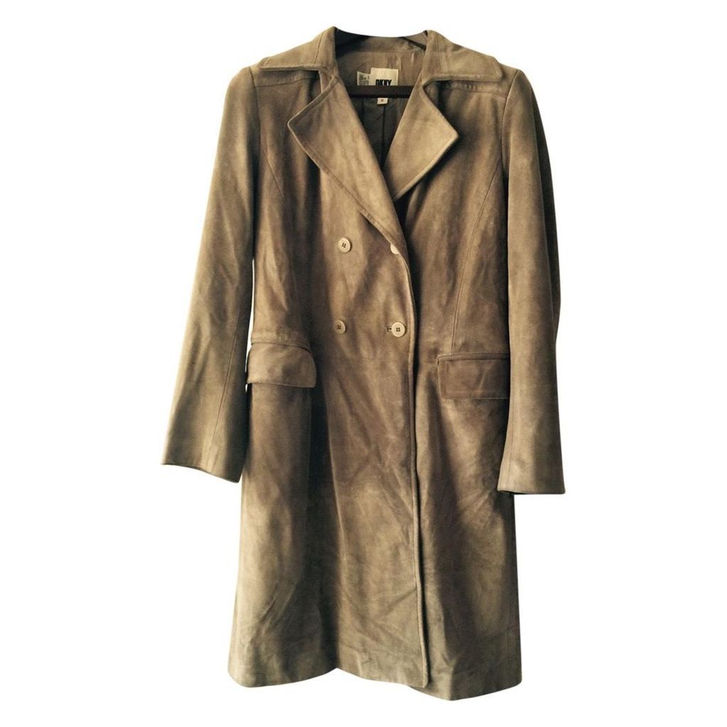 DKNY leather trench coat jacket