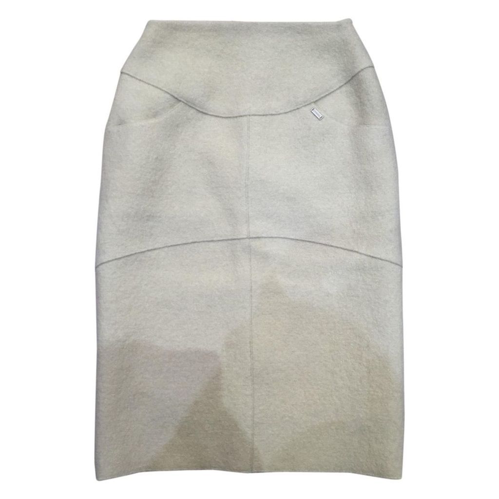 100% Authentic Chanel Cream Wool Pencil Skirt