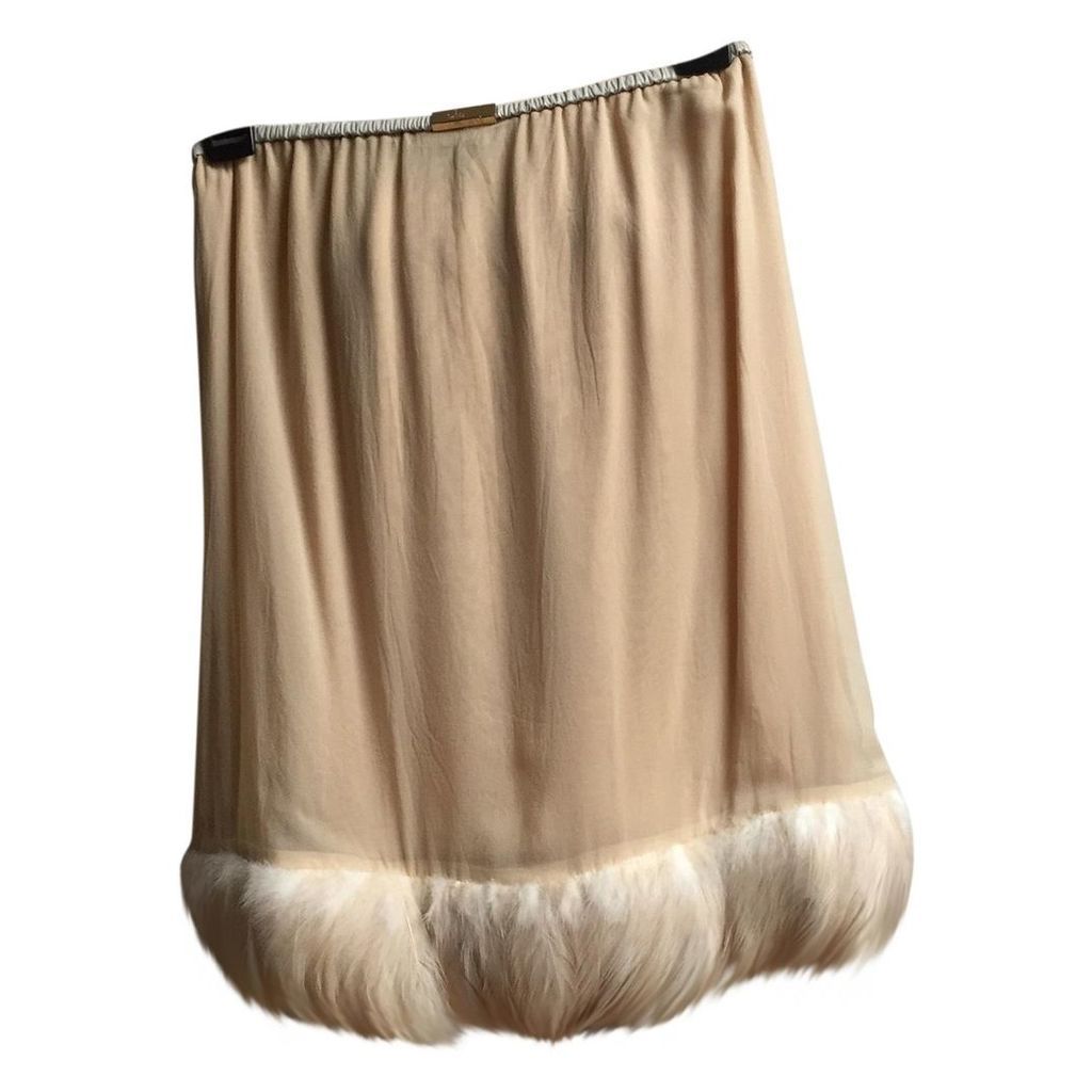 Beige Silk Skirt