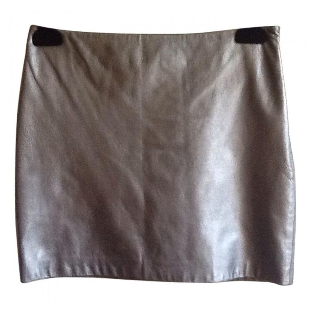 Silver leather skirt