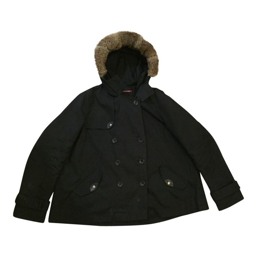 Navy 100% Cotton Coat with Fur Hood